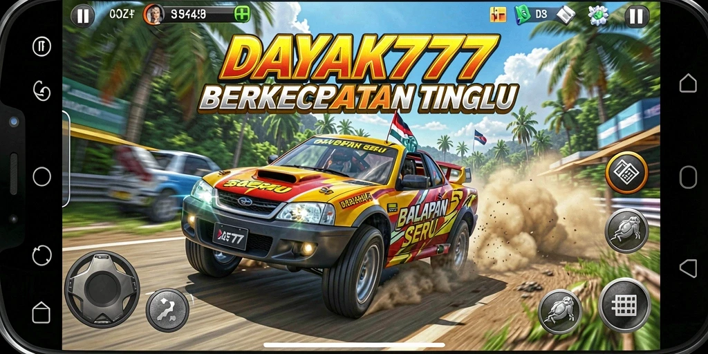 Tampilan gameplay balapan seru di DAYAK777 yang mendebarkan.
