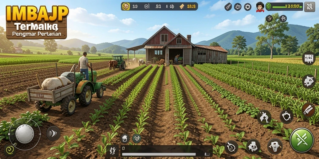 Gameplay menarik dalam IMBAJP dengan kebun yang subur.