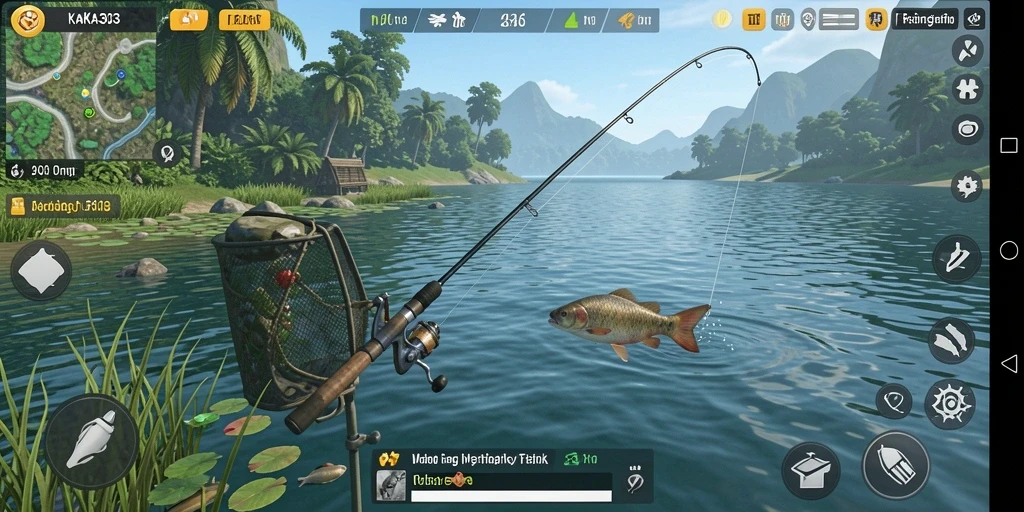 Screenshot gameplay KAKA303 menampilkan momen menangkap ikan yang mendebarkan.