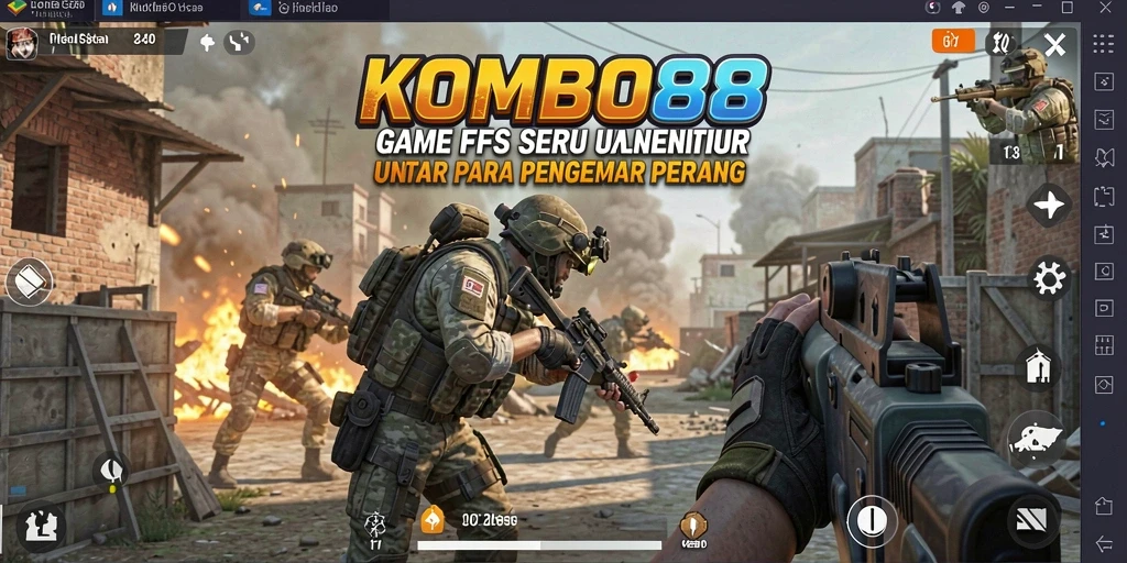 Tampilan gameplay seru dari KOMBO88 dengan aksi tembak-menembak yang intens.