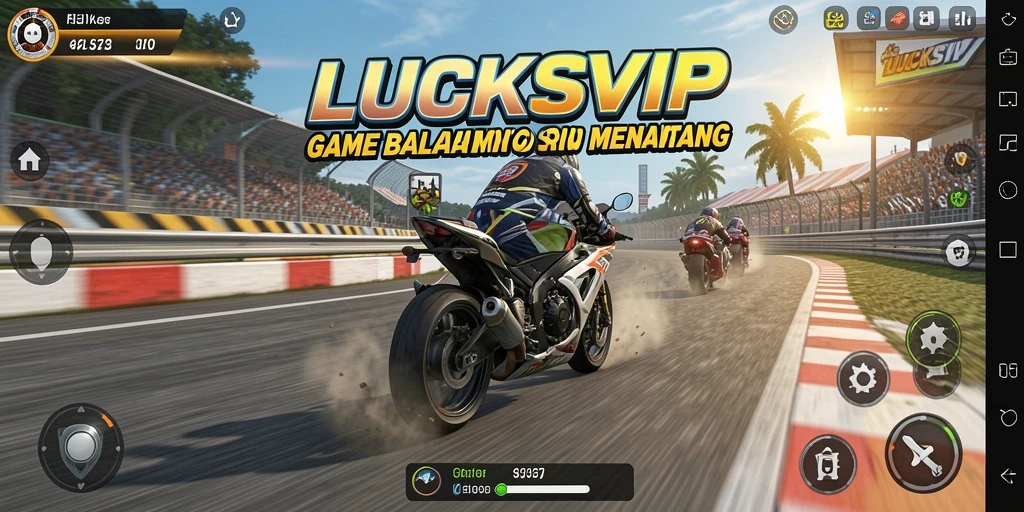 Tampilan gameplay LUCKSVIP yang mendebarkan saat balapan motor.