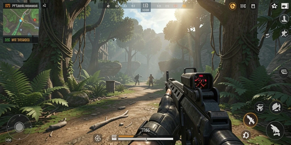 Tampilan gameplay MT966 yang seru dan menegangkan dalam mode TPS.
