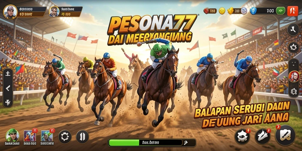 Tampilan gameplay PESONA77 saat balapan seru dan mendebarkan.