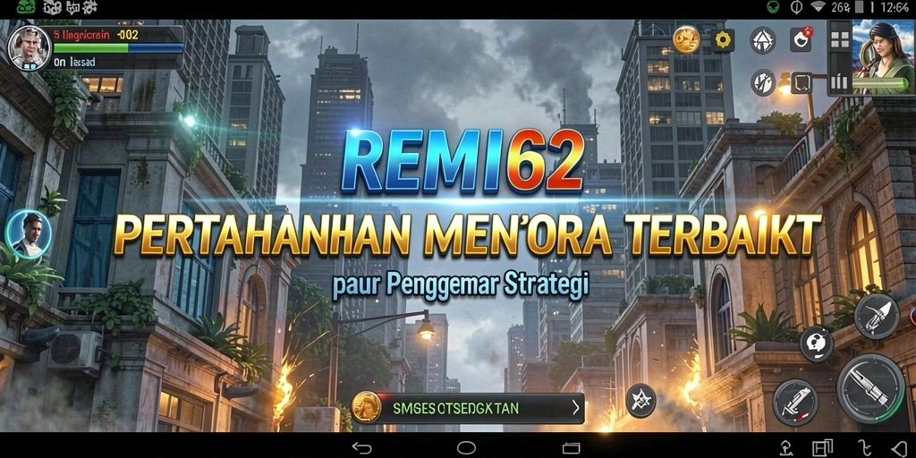Tampilan gameplay REMI62 menampilkan pertahanan menara yang mendebarkan dan musuh yang menyerang.