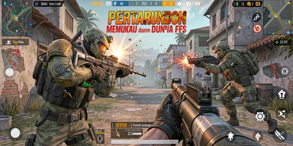 Screenshot menunjukkan aksi tembak-menembak seru dalam SP212.